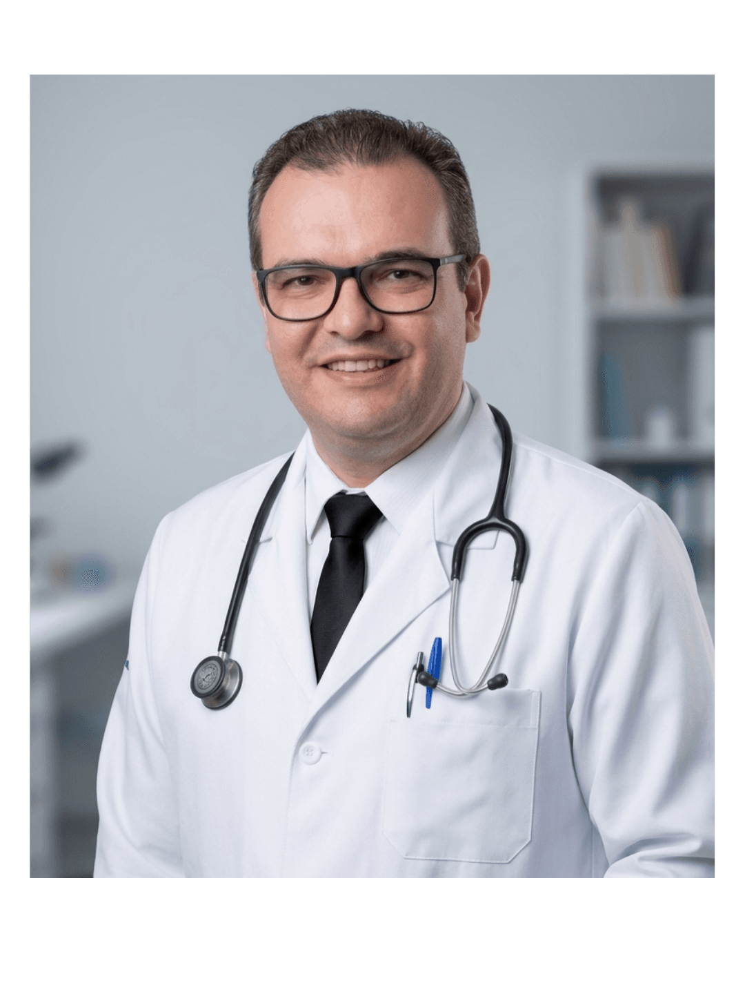 Cassiano Ucker usando jaleco médico
